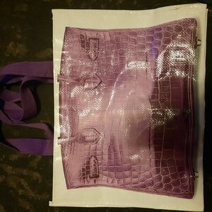 Purple Crocodile-Embossed Tote Bag